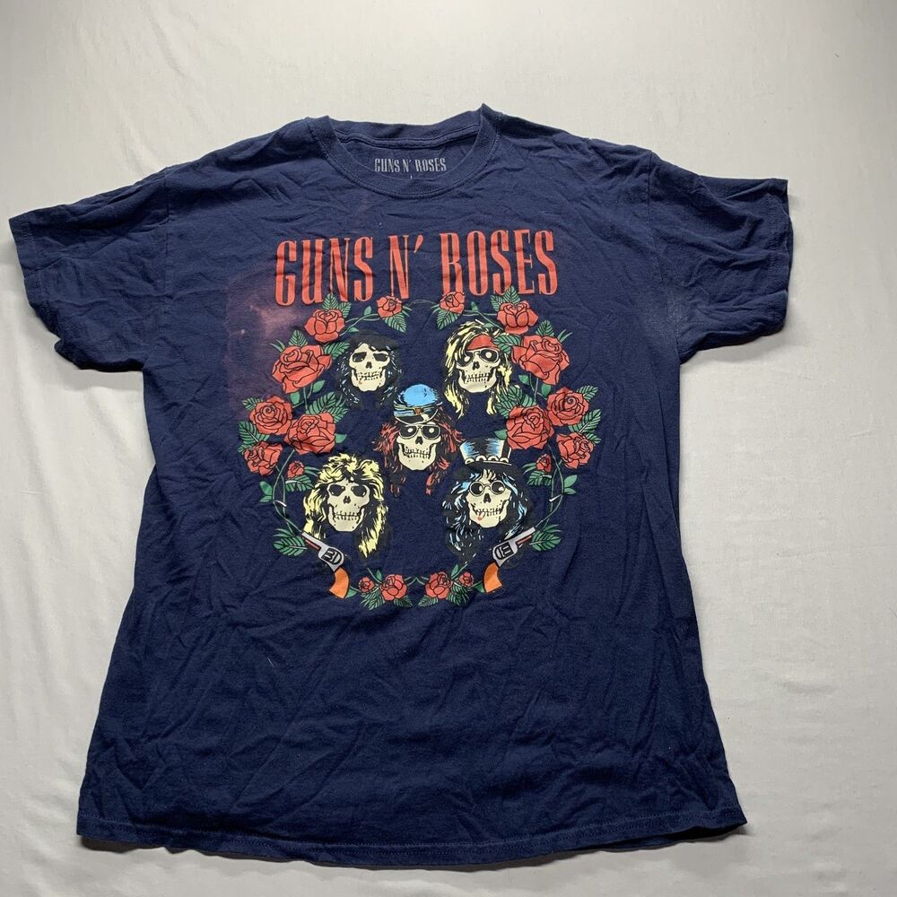 Guns N' Roses Men's Large Navy Blue Graphic Band T-Shirt Cotton